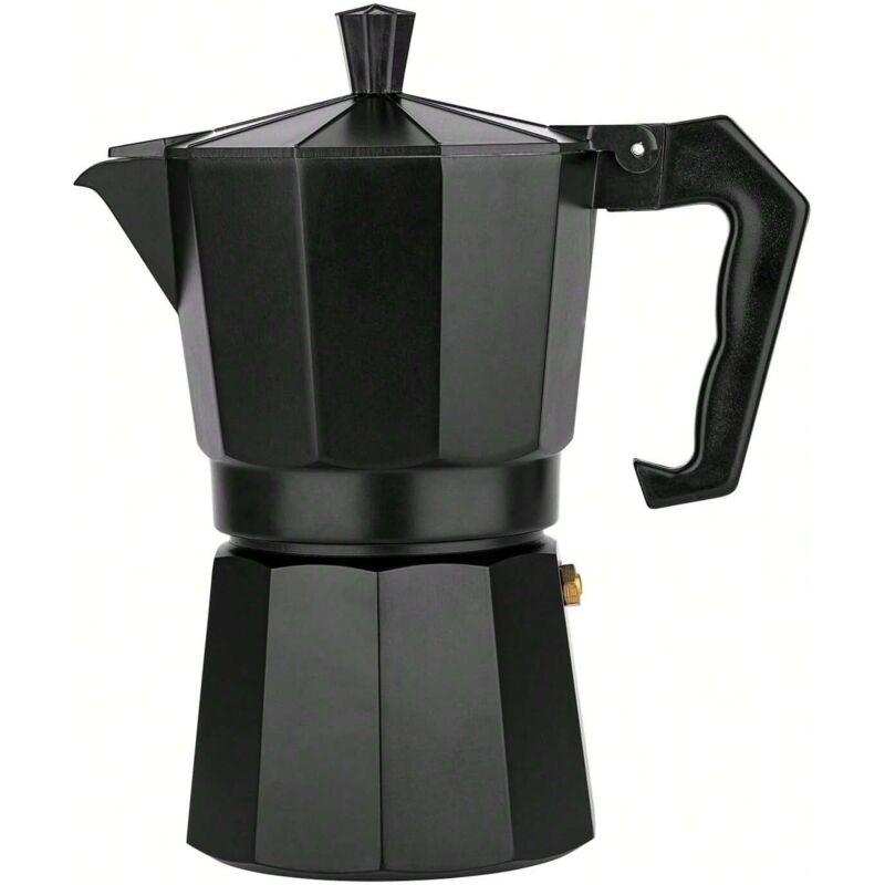 Italienische Moka-Kanne aus Aluminium, klassische Kaffeemaschine, Vintage-Kaffeemaschine aus Italien, Espressokanne für 6 Tassen, schwarz, 300 ml