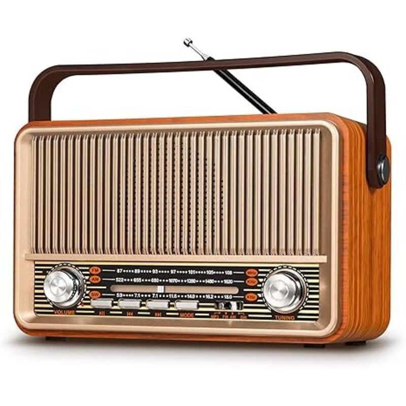 J-120 Radio Portable AM FM, Transistor Radio Stecker in Wand oder wiederaufladbare batteriebetriebene Radio für Zuhause im Freien, Retro Vintage