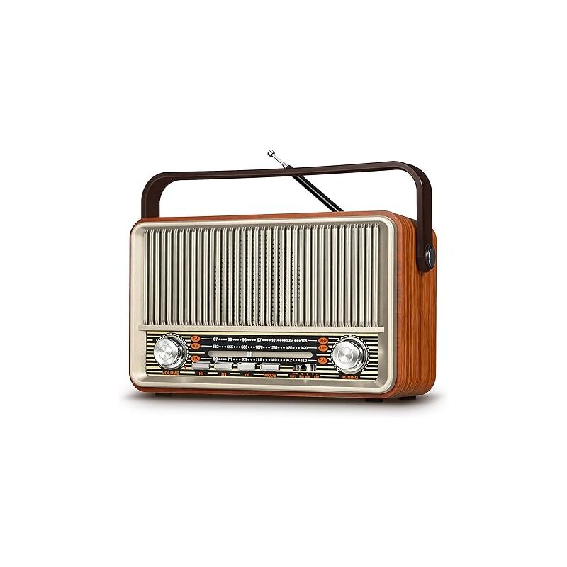 J-120 Retro Vintage Radio mit Bluetooth, Radio Portable AM FM, Transistor Radio Stecker in Wand oder wiederaufladbare batteriebetriebene Radio