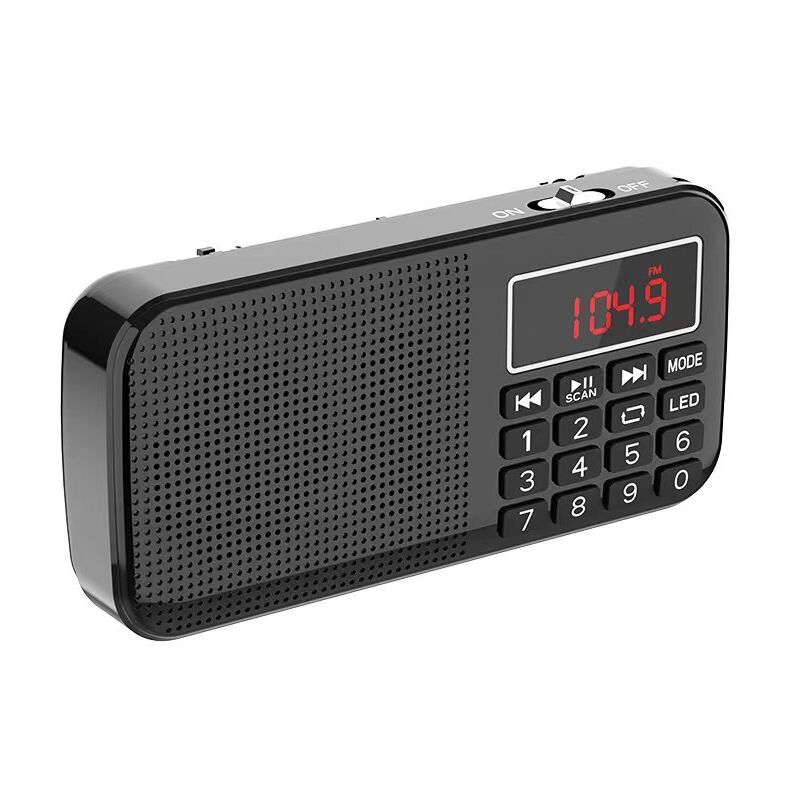 J-725 Wiederaufladbares tragbares Radio, FM-Radio mit 3000 mAh wiederaufladbarem Akku, kleines digitales tragbares Radio mit Uhr/Wecker und Notlicht,