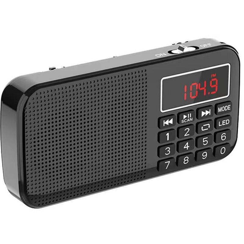 J-725 Wiederaufladbares tragbares Radio, FM-Radio mit 3000 mAh wiederaufladbarem Akku, kleines digitales tragbares Radio mit Uhr/Wecker und Notlicht,