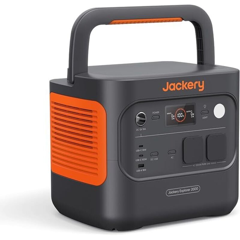 Jackery E2000 v2 tragbare Powerstation, LiFePO4 Akku, 2042Wh Solargenerator mit 2200W Ausgang (Max 4400W), Schnellladung von 0-80% in 52 Min für