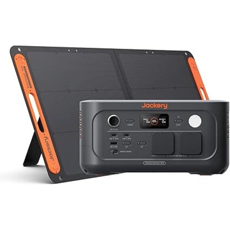 Jackery E500 V2 mit 100?W Solarpanel, Tragbare Powerstation & Solargenerator für Camping, Wohnmobil & Notfälle, 512?Wh, 500?W Dauerleistung, LiFePO4