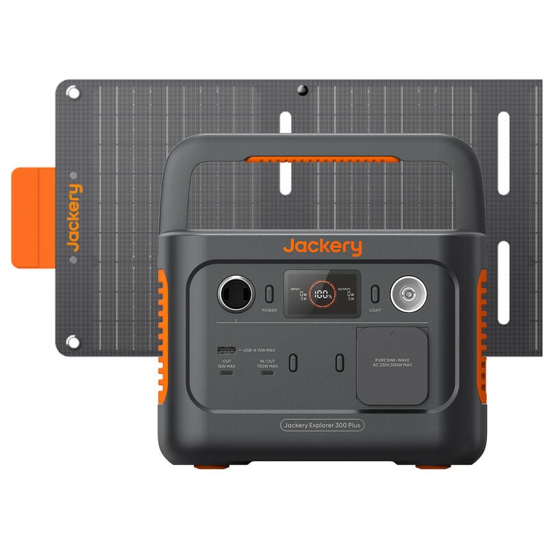 Solargenerator 300 Plus 40 w Mini, 288Wh Tragbares Powerstation mit 40 w buchgroßem Solarpanel, LiFePO4-Batterie mit 300 w Leistung für