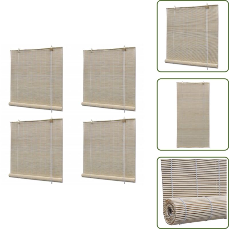 Bambusrollos Natur 4 Stk. 120x160 cm - Bambusrolladen - Fensterdeko - Sonnenschutz - Wohnzimmer Dekoration - Schlafzimmer Dekoration