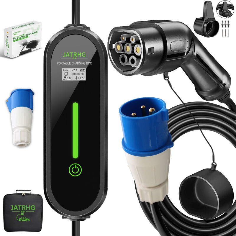 EV-Ladegerät 10M 7,2KW-1,5KW 32A16A13A10A8A Typ 2 Tragbare Elektroauto-Ladestation Umschaltbarer Strom Hybridauto Einphasiges Schnellladegerät