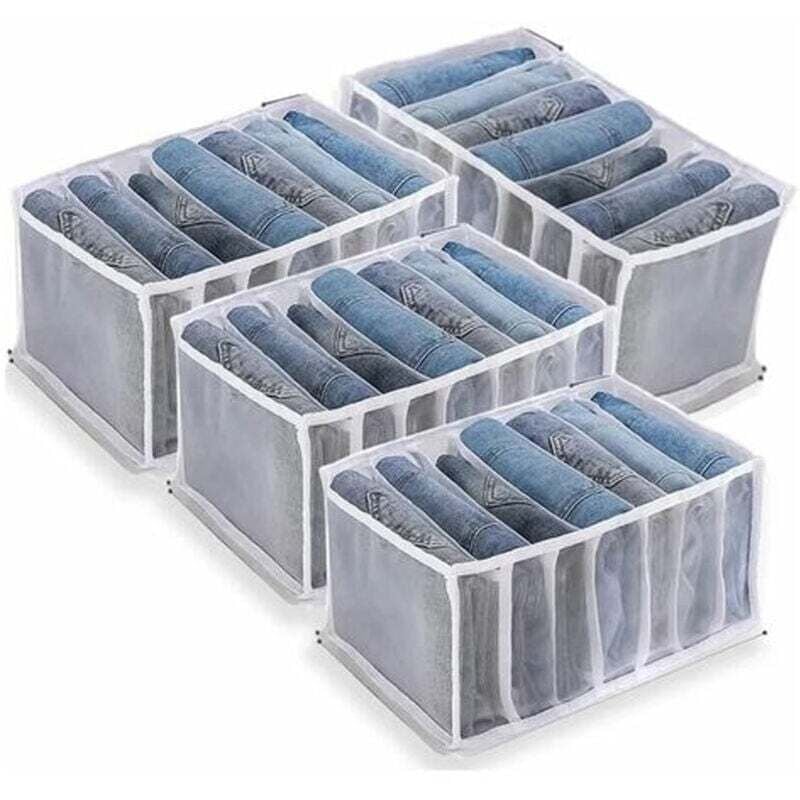 Jeans-Aufbewahrungsbox, 4er-Pack, Schrank-Organizer, Jeans-Boxen, Netz-Kleidertrennschublade, für Hosen, Jeans, Pullover, T-Shirts, Hosen, Hemden