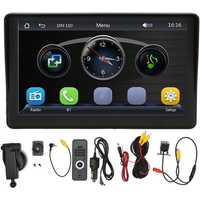 Jeffergarden Auto-MP5-Player, 7-Zoll-Touchscreen-Multimedia-Player, multifunktionales Autoradio mit Sonnenblende, LED-Rückfahrkamera