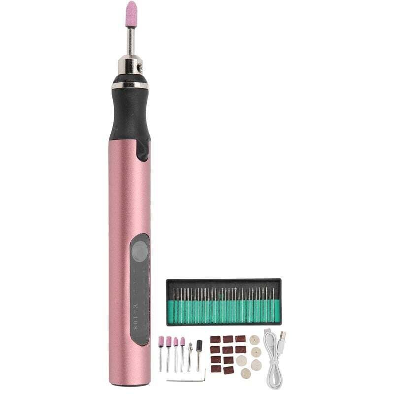 Jeffergarden Mikro-Elektro-Gravierstift, Mini-DIY-Vibro-Gravierwerkzeug-Set, Zubehör zur Nagelentfernung, Roségold