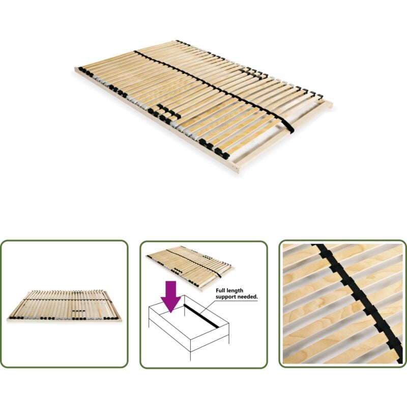 The Living Store Lattenrost mit 28 Latten 7 Zonen 120x200 cm - Lattenrost - Holzrahmen - Birkenholz - Buche - Lattenrost 120x200