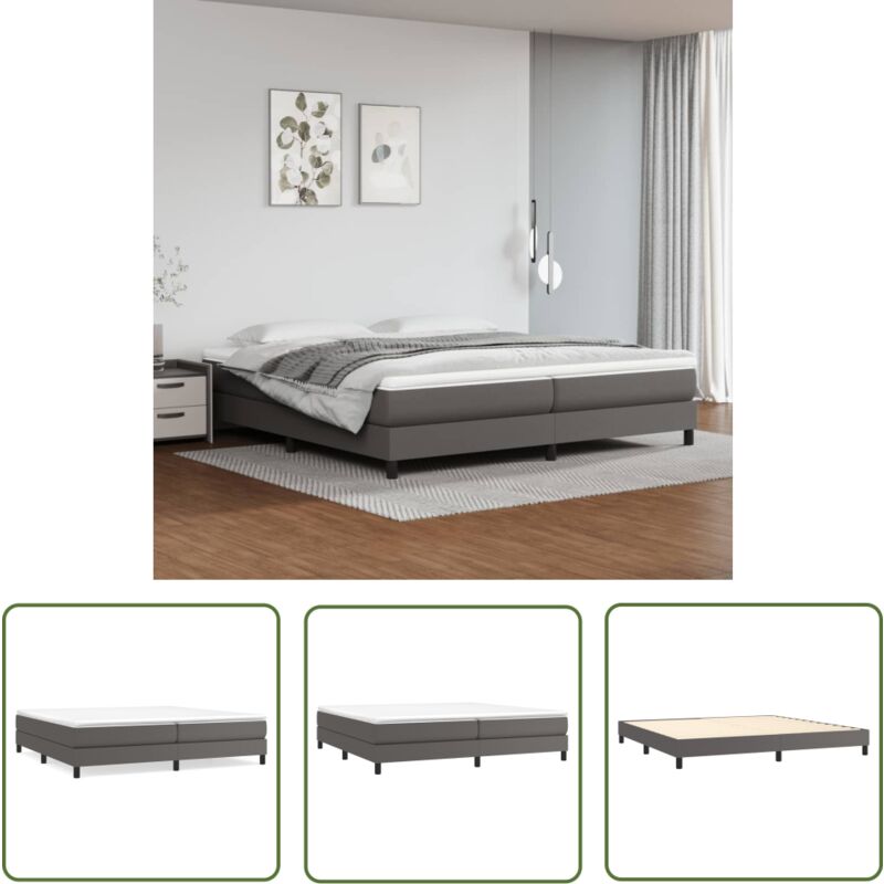 The Living Store Bettgestell Grau 200x200 cm Kunstleder - Bettes Gestell - Schlafzimmer Möbel - Kunstleder Bett - Doppelbett - Boxspring Bettwäsche