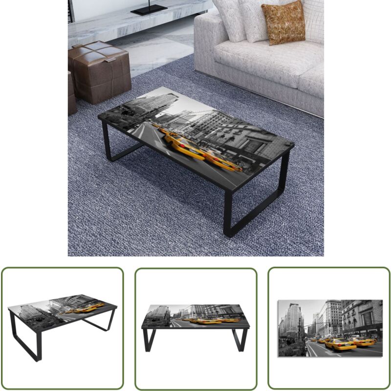 The Living Store Couchtisch mit Glasplatte Rechteckig - Couchtisch - Esszimmertisch - Wohnzimmertisch - Beistelltisch - Sideboard