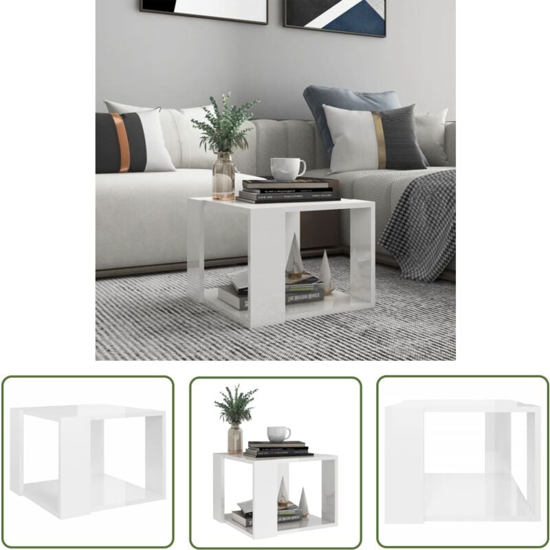 The Living Store Couchtisch Hochglanz-Weiß 40x40x30 cm Holzwerkstoff - Couchtisch - Wohnzimmermöbel - Holzmöbel - Weißer Couchtisch - Modernes Design