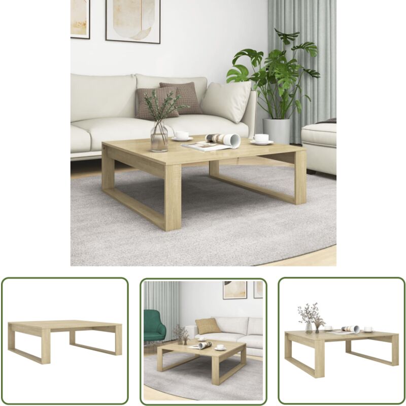 The Living Store Couchtisch Sonoma-Eiche 100x100x35 cm Holzwerkstoff - Couchtisch - Wohnzimmertisch - Esszimmertisch - Beistelltisch - Holzmöbel