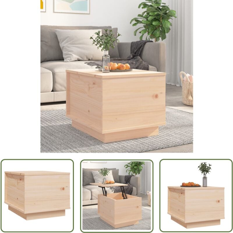 The Living Store Couchtisch 40x50x35 cm Massivholz Kiefer - Holz Couchtisch - Kiefernholz Couchtisch - Beistelltisch - Wohnzimmertisch - tv Stand
