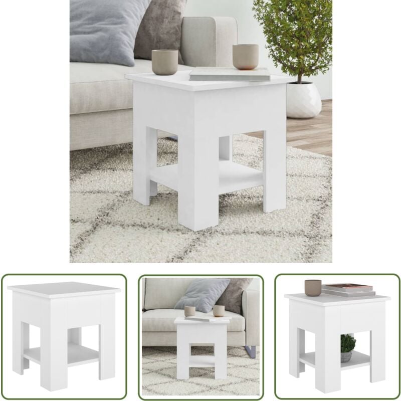 The Living Store Couchtisch Weiß 40x40x42 cm Holzwerkstoff - Couchtisch - Wohnzimmertisch - Weißer Couchtisch - Holzt Tisch - Sideboard