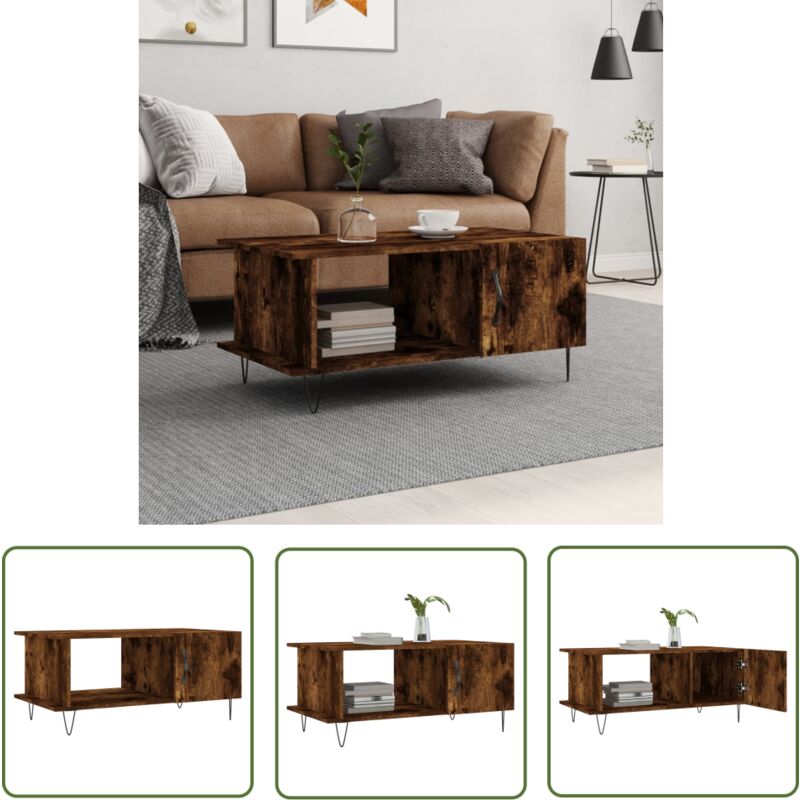The Living Store Couchtisch Räuchereiche 90x50x40 cm Holzwerkstoff - Couchtisch - Wohnzimmerstil - Holzmöbel - Sideboard - Dekorationselement