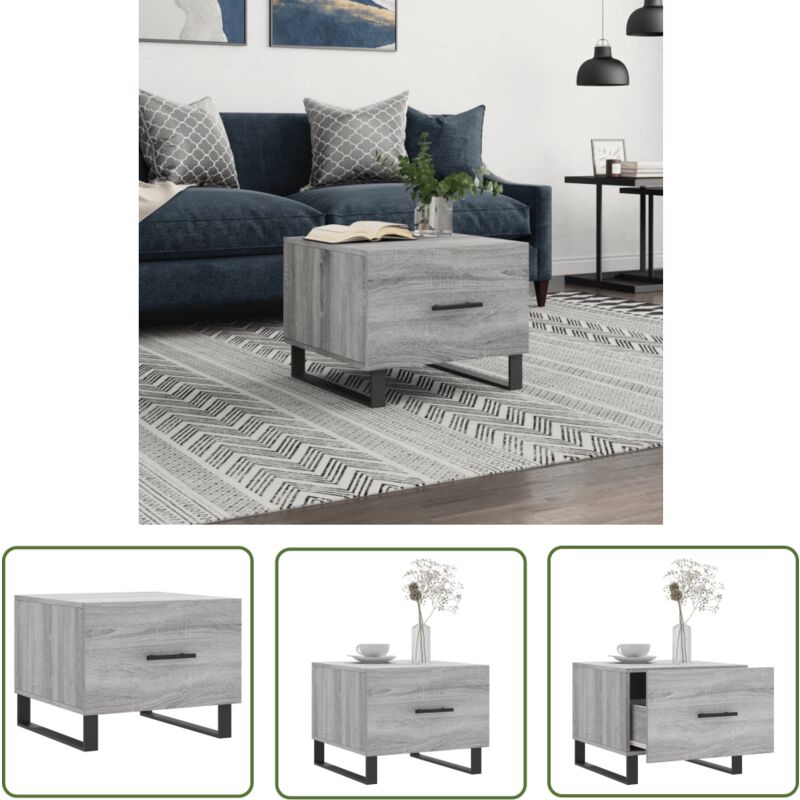 The Living Store Couchtisch Grau Sonoma 50x50x40 cm Holzwerkstoff - Couchtisch - Wohnzimmerstil - Grau Sonoma - Holzt Tisch - Stauraum