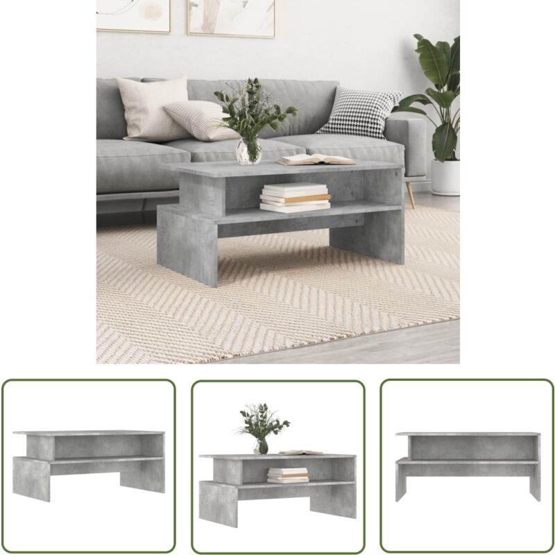 The Living Store Couchtisch Betongrau 90x55x42,5 cm Holzwerkstoff - Couchtisch - Wohnzimmerstil - Grau - Holzwerkstoff - Betonoptik