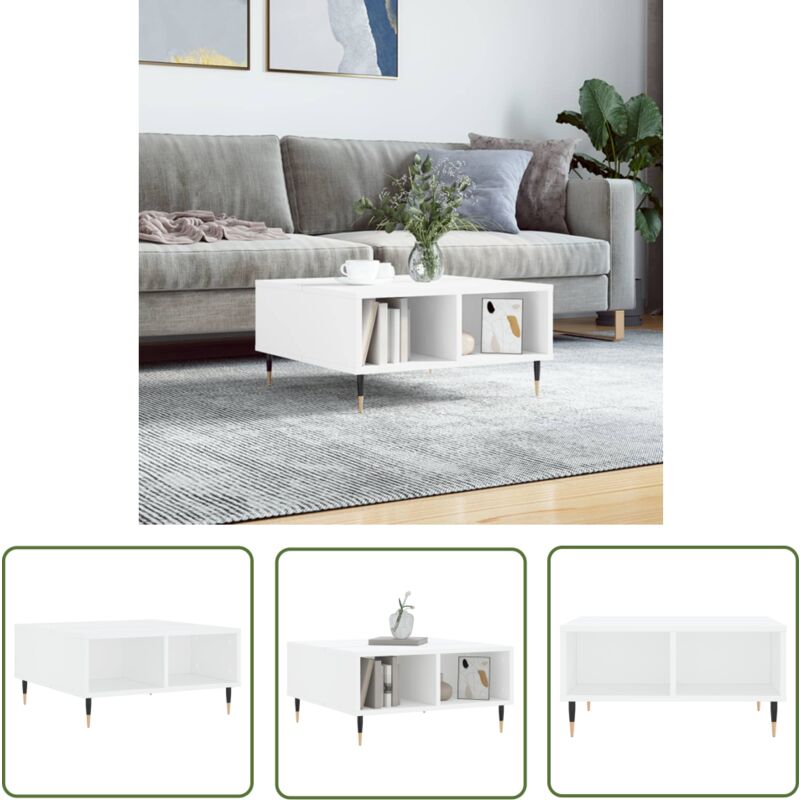 The Living Store Couchtisch Weiß 60x60x30 cm Holzwerkstoff - Couchtisch - Wohnzimmerschrank - Beistelltisch - Weißer Couchtisch - Holzt Tisch