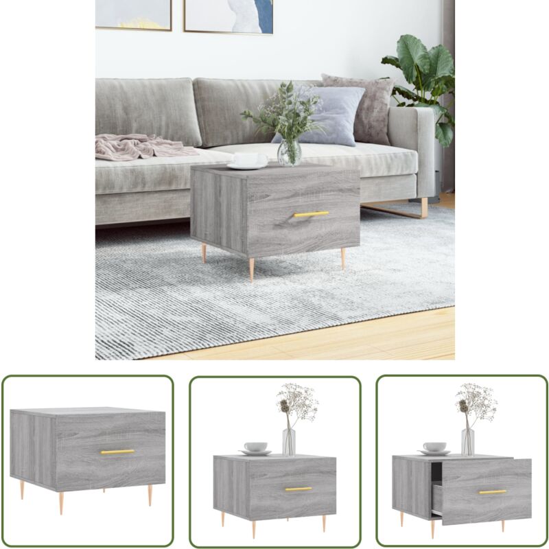 The Living Store Couchtisch Grau Sonoma 50x50x40 cm Holzwerkstoff - Couchtisch - Wohnzimmerstil - Grau - Holzmöbel - Holzwerkstoff