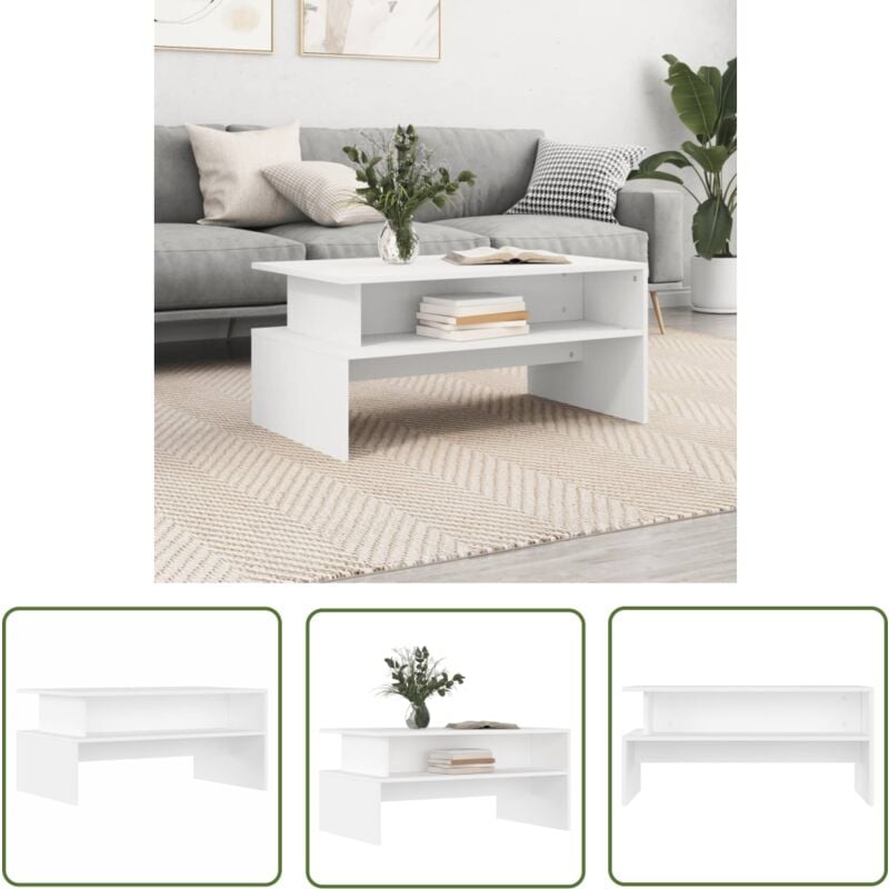 The Living Store Couchtisch Weiß 90x55x42,5 cm Holzwerkstoff - Couchtisch - Wohnzimmerstil - Weißer Couchtisch - Holzwerkstoff Möbel - Sideboard