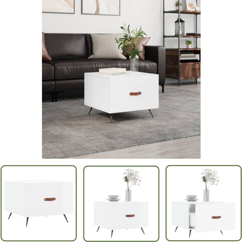 The Living Store Couchtisch Hochglanz-Weiß 50x50x40 cm Holzwerkstoff - Couchtisch - Wohnzimmerstil - Holzwerkstoff - Weißer Couchtisch - Sideboard