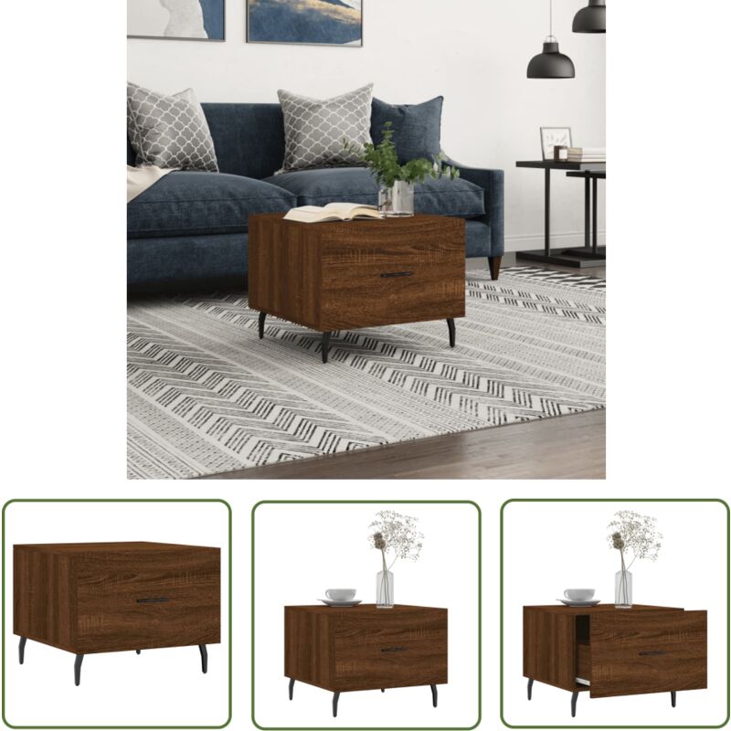 The Living Store Couchtisch Braun Eichen-Optik 50x50x40 cm Holzwerkstoff - Couchtisch - Wohnzimmerstil - Holzmöbel - Esszimmertisch - Sideboard
