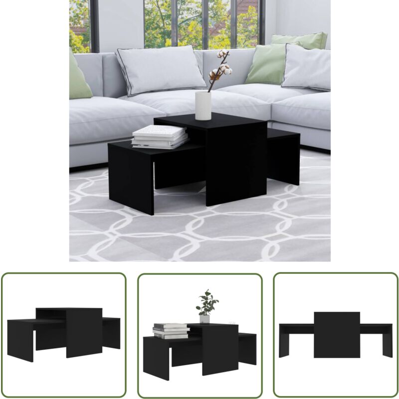 The Living Store Couchtisch-Set Schwarz 100x48x40 cm Holzwerkstoff - Couchtisch - Set - Wohnraum - Esszimmer - Schwarz