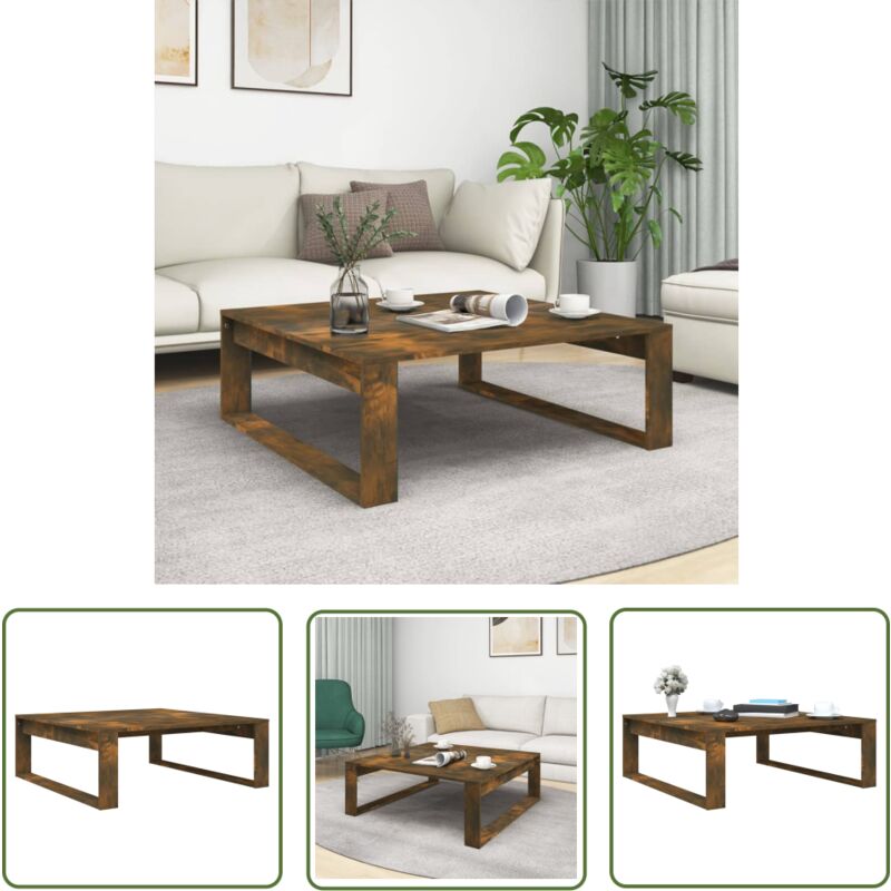 The Living Store Couchtisch Räuchereiche 100x100x35 cm Holzwerkstoff - Couchtisch - Wohnzimmerstil - Holzmöbel - Esszimmertisch - Sideboard