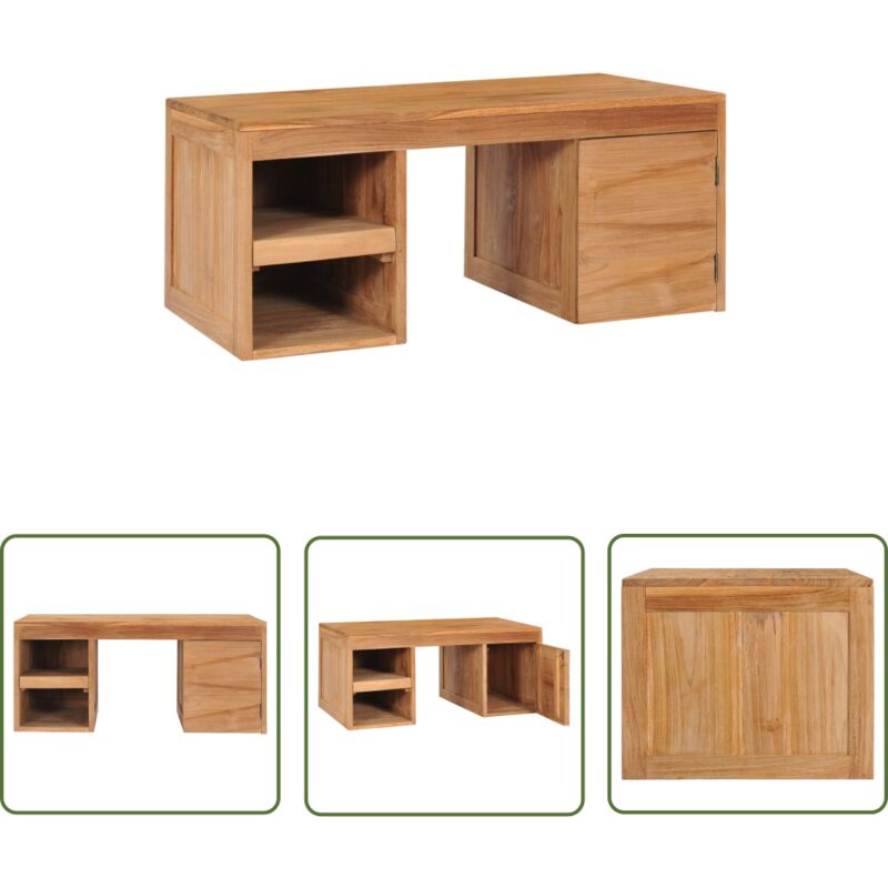 The Living Store Couchtisch 90×50×40 cm Massivholz Teak - Holz Couchtisch - Teak Couchtisch - Rustikaler Couchtisch - Livingraum Dekoration