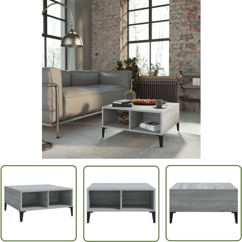 The Living Store Couchtisch Grau Sonoma 60x60x30 cm Holzwerkstoff - Couchtisch - Wohnzimmertisch - Grau - Sonoma - Holzwerkstoff