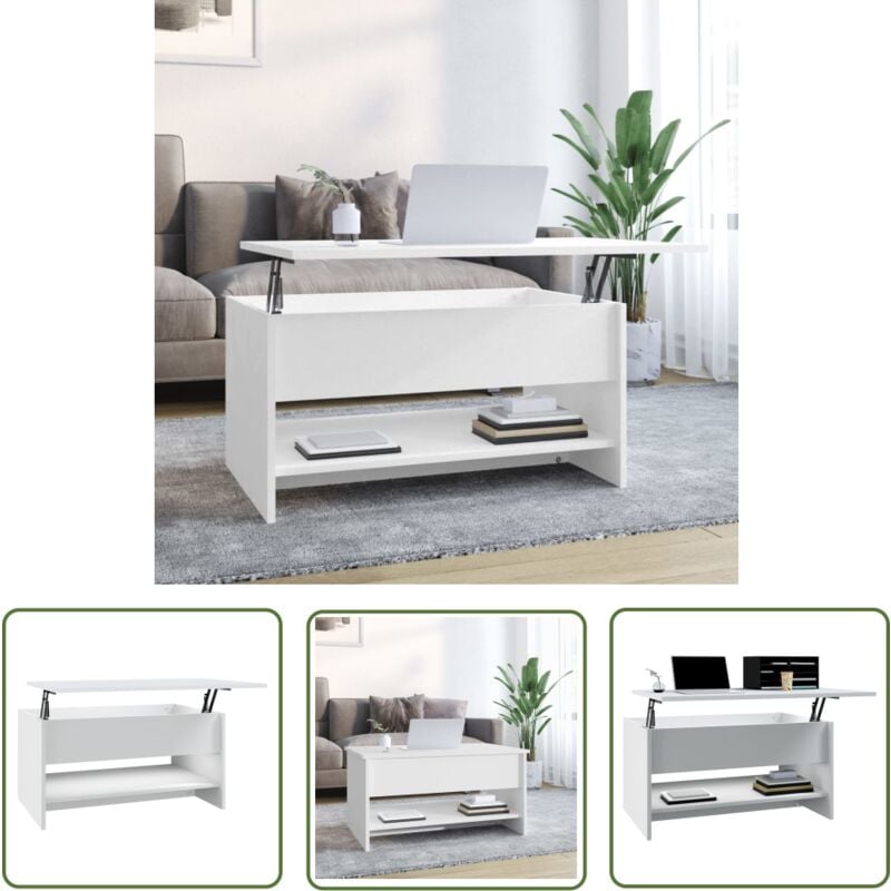 The Living Store Couchtisch Weiß 80x50x40 cm Holzwerkstoff - Couchtisch - Wohnzimmerschrank - Sideboard - Regal - Weißer Couchtisch