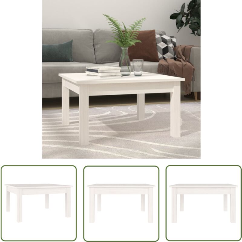 The Living Store Couchtisch Weiß 55x55x30 cm Massivholz Kiefer - Holz Couchtisch - Kiefernholz Couchtisch - Weißer Couchtisch - Kleiner Couchtisch