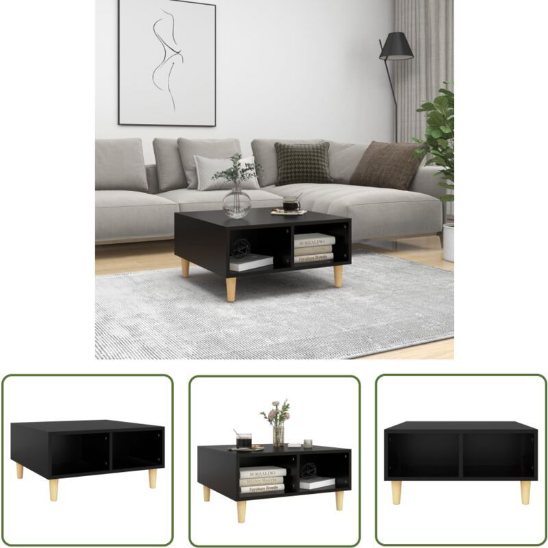 The Living Store Couchtisch Schwarz 60x60x30 cm Holzwerkstoff - Couchtisch - Wohnzimmertisch - Skandinavisches Design - Holzt Tisch - Schwarz
