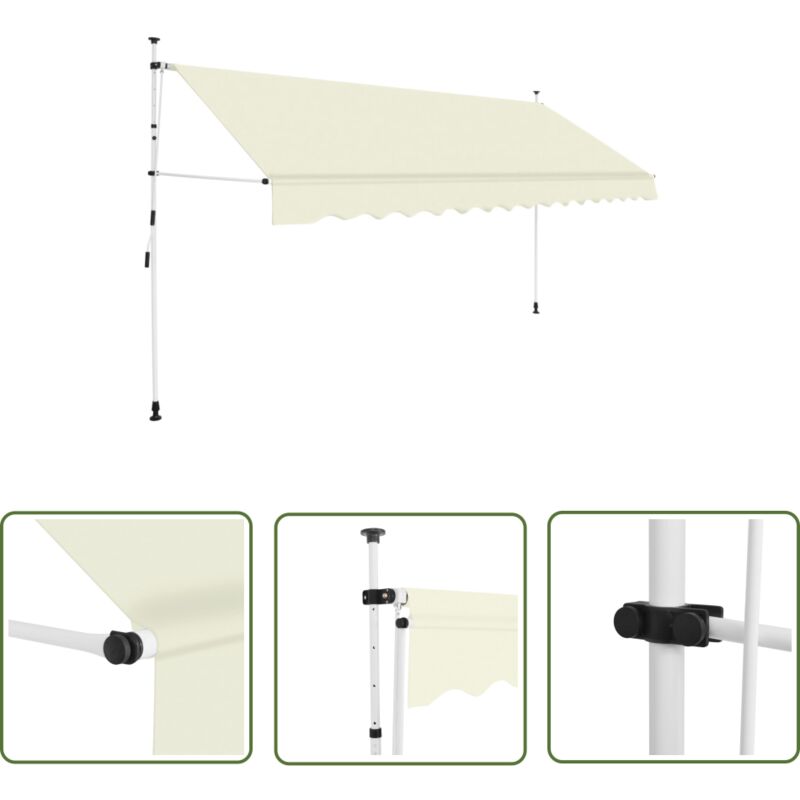The Living Store Einziehbare Markise Handbetrieben 400 cm Cremeweiß - Sonnensegel - Markise - Gartensonnenblende - Außenmarkise - Terrassenmarkise