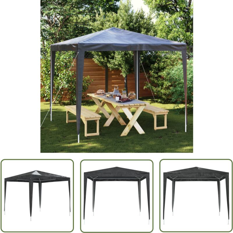 The Living Store Profi-Partyzelt 2,5×2,5 m Anthrazit 90 g/m² - Gartenzelt - Partyzelt - Outdoor Zelt - Pavillon - Grillplatzüberdachung