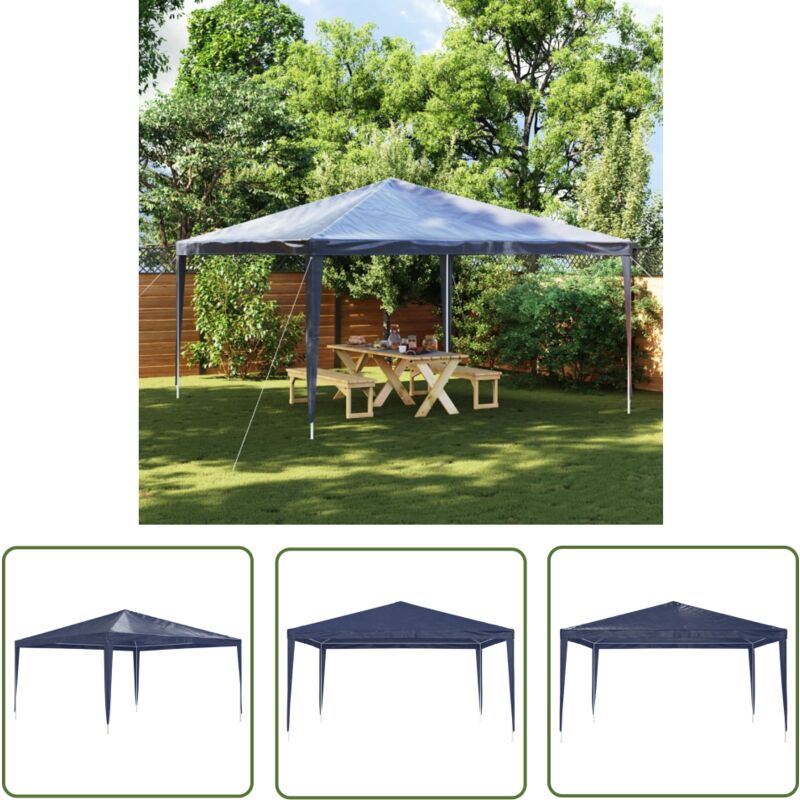 The Living Store Partyzelt 4x4 m Blau - Outdoor-Pavillon - Gartenpavillon - Partyzelt Blau - Sonnenschutz - Wetterfestes Zelt
