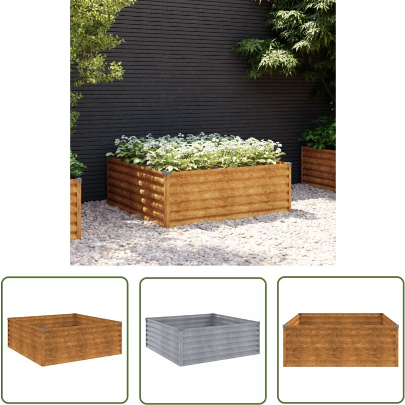 The Living Store Hochbeet 100x100x36 cm Cortenstahl - Cortenstahl Hochbeet - Rostschutz - Gartendekoration - Balkonbepflanzung - Pflegeleicht