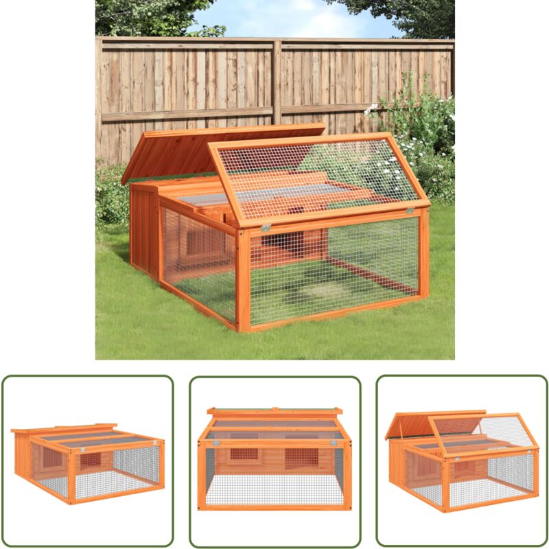 Jinlefu - The Living Store Kaninchenstall Braun 117,5x97x47,5 cm Massivholz Kiefer - Kaninchenstall - Kaninchengestell - Kleintiere Unterkunft