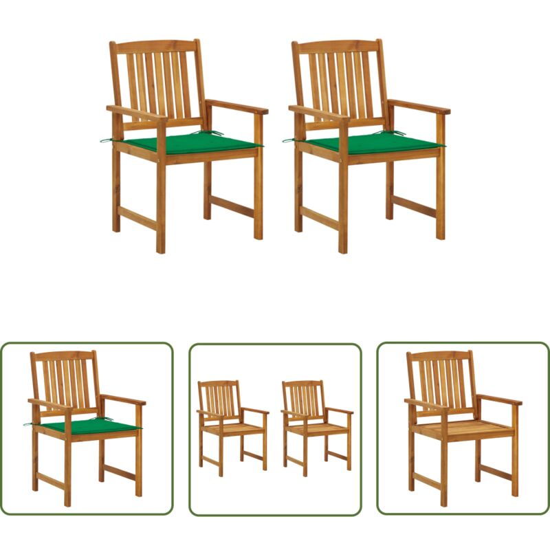 The Living Store Gartenstühle mit Kissen 2 Stk. Massivholz Akazie - Gartenstühle - Holz Gartenmöbel - Akzidenzholzmöbel - Outdoor Möbel - Balkonmöbel