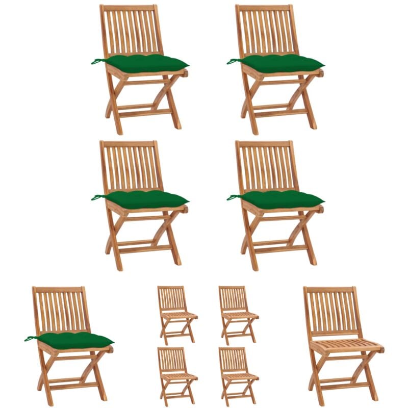 The Living Store Klappbare Gartenstühle mit Kissen 4 Stk. Massivholz Teak - Gartenstühle