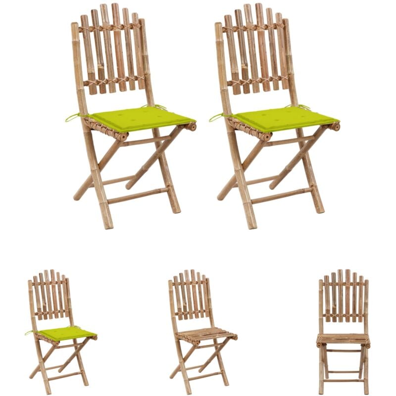 The Living Store Klappbare Gartenstühle 2 Stk. mit Kissen Bambus - Gartenstühle