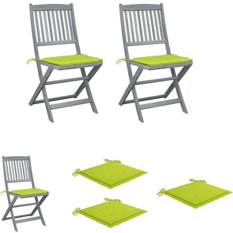 The Living Store Klappbare Gartenstühle 2 Stk. mit Kissen Massivholz Akazie - Gartenstühle