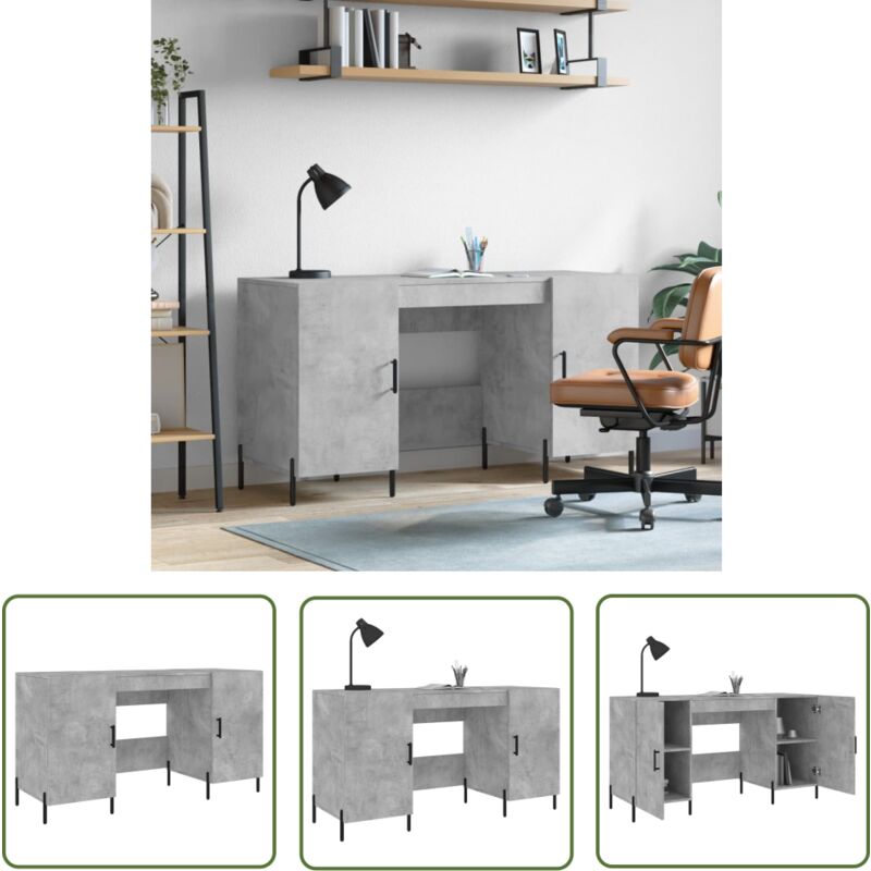 The Living Store Schreibtisch Betongrau 140x50x75 cm Holzwerkstoff - Bürostuhl - Schreibtisch - Home Office - Arbeitsplatzgestaltung - Industriedesign