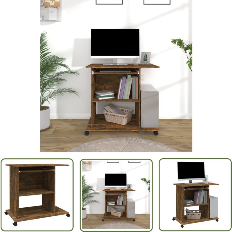 The Living Store Schreibtisch Räuchereiche 80x50x75 cm Holzwerkstoff - Schreibtisch - Laptoptisch - PC-Tisch - Homeoffice - Holzwerkstoff