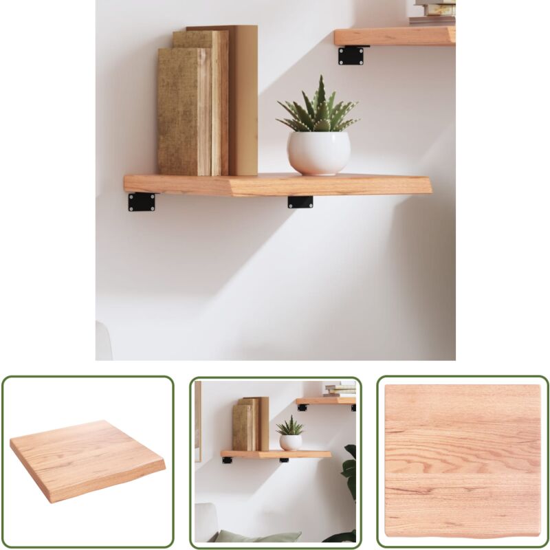 The Living Store Wandregal Hellbraun 40x40x(2-4) cm Massivholz Eiche Behandelt - Wandregal - Eichendielen - Holzmöbel - Deko Regal - Landhaus Stil