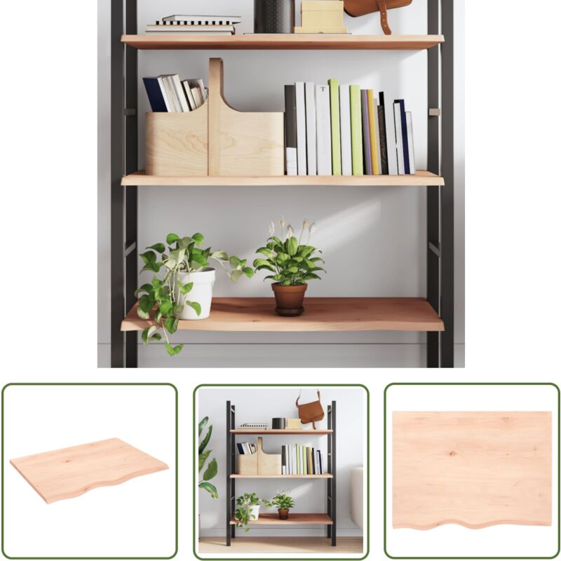 The Living Store Wandregal 80x60x2 cm Massivholz Eiche Unbehandelt - Wandregal - Eichendielen - Holzmöbel - Rustikal - Dekoration