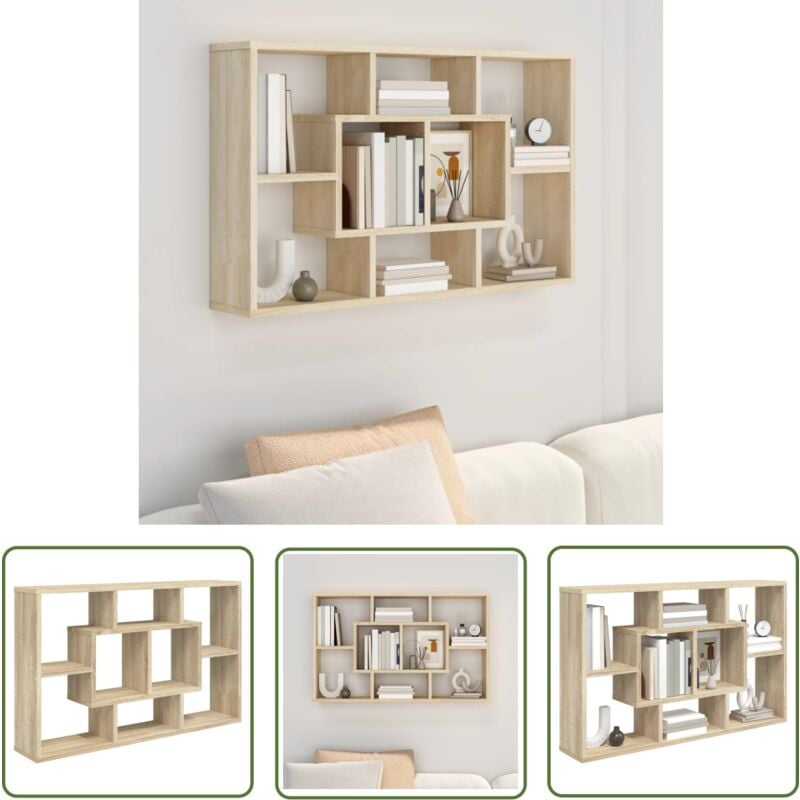 The Living Store Wandregal Sonoma-Eiche 85x16x52,5 cm Holzwerkstoff - Wandregal - Regalböden - Wohnzimmerdeko - Holzregal - Aufbewahrungshelf