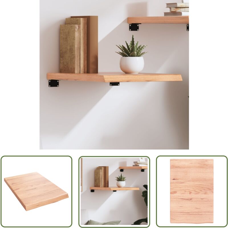 The Living Store Wandregal Hellbraun 40x60x(2-4) cm Massivholz Eiche Behandelt - Wandregal - Eichendielen - Holzmöbel - Landhausstyle - Deko Regal